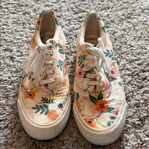 Rifle Paper Co. Floral Ankle Booties - Cream and Green